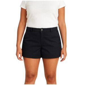 Old Navy Woman's Size 14 Classic Black Cotton Blend Chino Shorts Soft Comfy